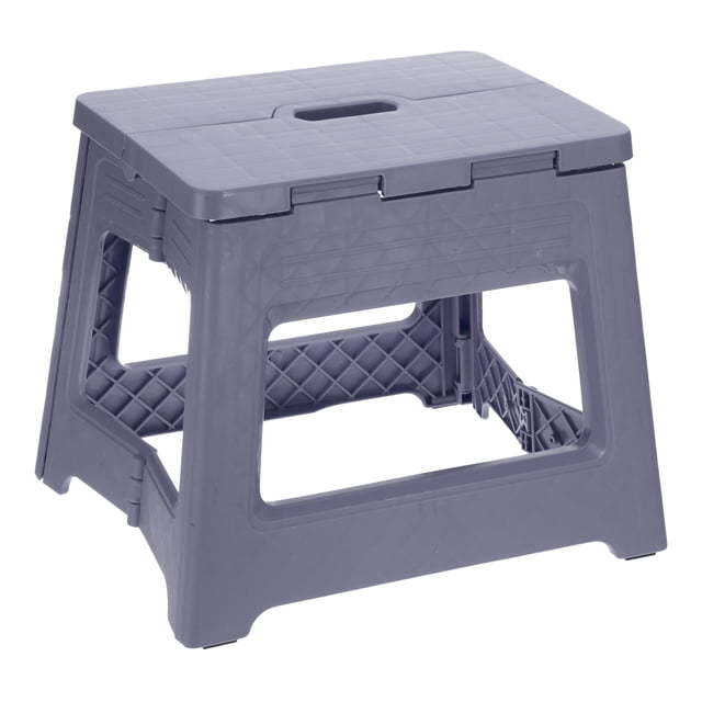 Uxcell Taburete de paso plegable de 9" para adultos, capacidad de 132lbs, taburete antideslizante con mango, púrpura, pequeño