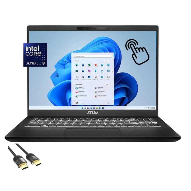 MSI Modern 15 H Copilot Touchscreen Laptop, 15.6" FHD, 16-Core Ultra 9 185H AI Boost NPU, Intel Arc Graphics, 32GB RAM, 2TB SSD, Backlit, Keypad, WiFi 6E, WebCam, Win 11, US Version KB, HDMI Cable