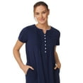Aria Women’s and Women’s Plus Short Sleeve Split Neck Henley Nightgown
