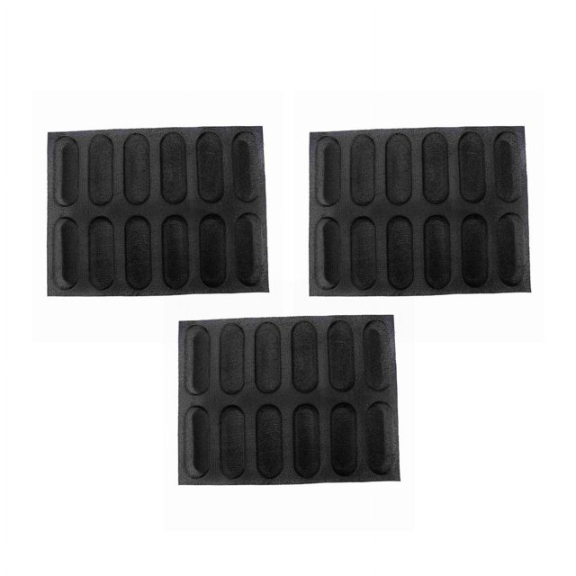 3X Silicone Pan-Non-Stick Perforated French Bread Pan Forms,Hot Dog , Baking Liners Mat Bread Mould