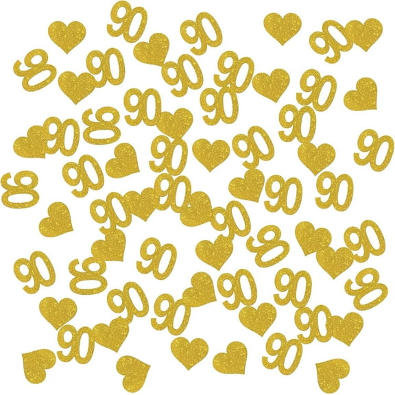 Number 90 Gold Glitter Confetti, Happy 90th Birthday Table Scatter, Ninety Years Paper Decorations, 90th Anniversary Cheers to 90 Years Party Table Decor, 120pcs