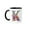 Black/White, variant on 3drose, Bright Beautiful Flower Monogram K, 11oz Two-tone Red Mug