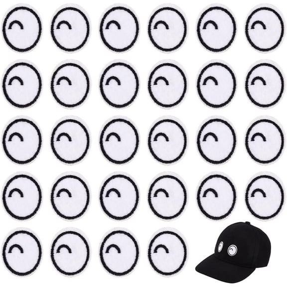 20 Pairs Black and White Eyes Patch Polyester Embroidery Cloth Iron on Patches Costume Accessories