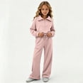 thumbnail image 6 of Enjoytime Girls Outfits Collared Quarter Zip Sweatshirt Pants 2 Piece Set Kids Casual Fashion Long Sleeve Sweatsuit, 6 of 7