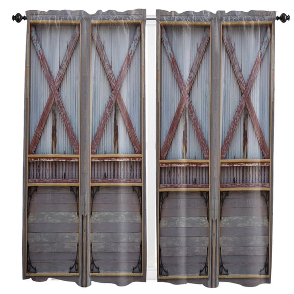 Wooden Door Brown Retro Style Curtains Home Decor Living Room Kitchen Balcony Room Window Curtain Bedroom Patio Decoration