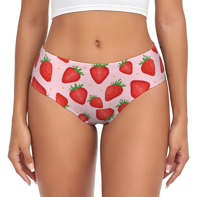Balery Strawberries Ropa Interior de Algodón para Mujer con Dibujo – Braguitas Cómodas y Elásticas, Estilo Clásico-X-Large