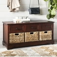 thumbnail image 3 of SAFAVIEH Damien Storage Bench with 3 Wicker Baskets and 3 Drawers, Dark Cherry, 3 of 6