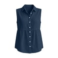 thumbnail image 7 of Otntypg Womens Sleeveless Button Down Shirts Lightweight Soft Cotton Linen Work Peplum Blouses Solid Color V Neck Casual Beach Vacation Collared Tank Tops, 7 of 7