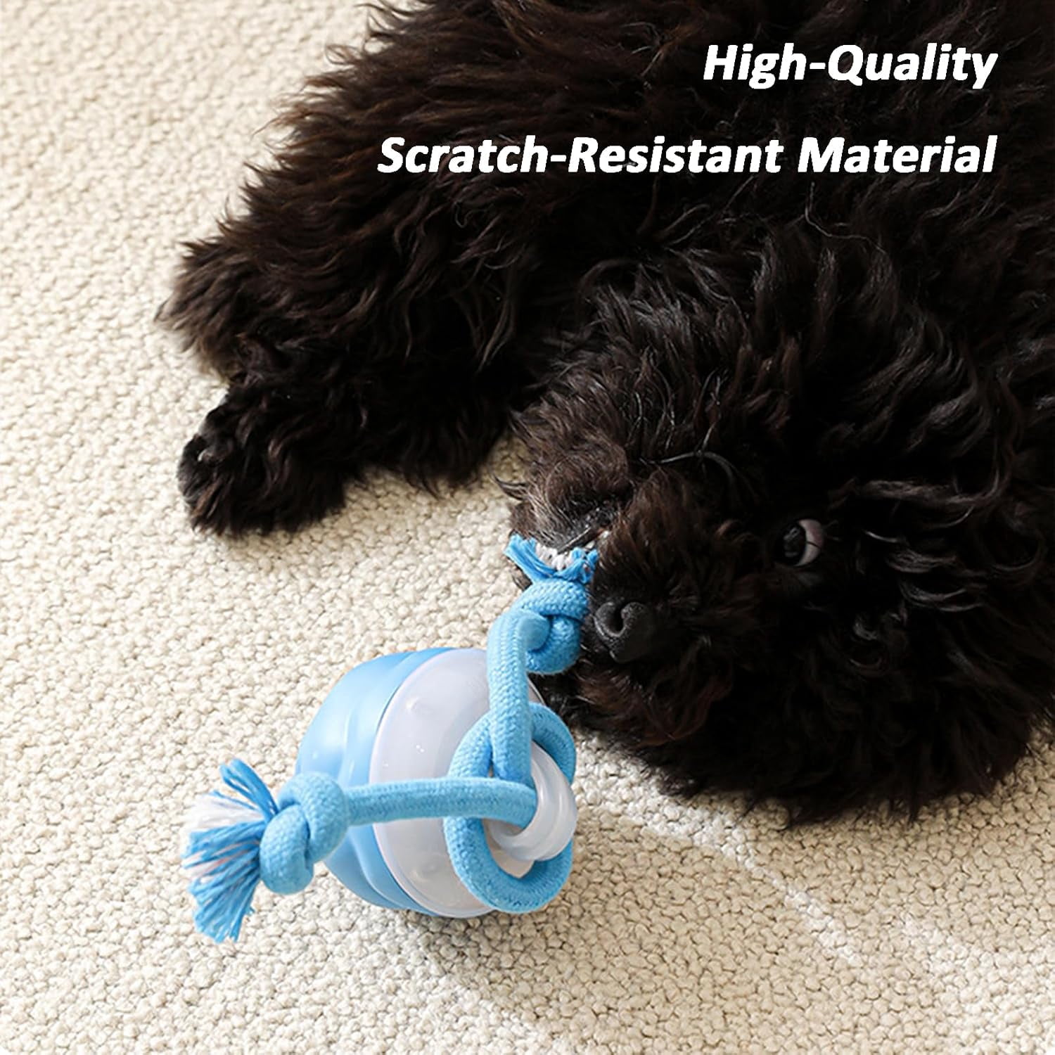 Interactive Smart Pet Puppy Ball with Ropes, Vibrating Squeaky Electric Balls for Dogs with Jumping Rolling Action, Automatic Moving Self Play Ball