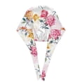 thumbnail image 3 of Kdxio Colorful Flowers Pattern Turban Hat for Women Men Comfortable Adjustable Cleaning Working Cap with Sweatband, 3 of 8