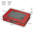 thumbnail image 2 of Household Essentials Holiday Flatware Storage Box, Windowed Lid and Front Handle, 8 Compartment Lift-out Tray, 4 Fabric Pouches, Perfect for Special Occasion Flatware, Red with Green Trim, 2 of 6