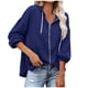 thumbnail image 2 of Puntoco Moda Mujer Cremallera Cuello en V Jersey tops Blusa de manga larga con capucha Sudadera Puntoco Puntoco-2972, 2 of 7