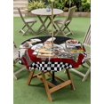 thumbnail image 4 of Outdoor Tablecloths with Umbrella Hole & Zipper, Chef Round Tablecloth 54 Inch, Cartoon Cute Watercolor Cooking Black Plaid Waterproof Table Cloth, Patio/Pool/Picnic Table Covers, 4 of 8
