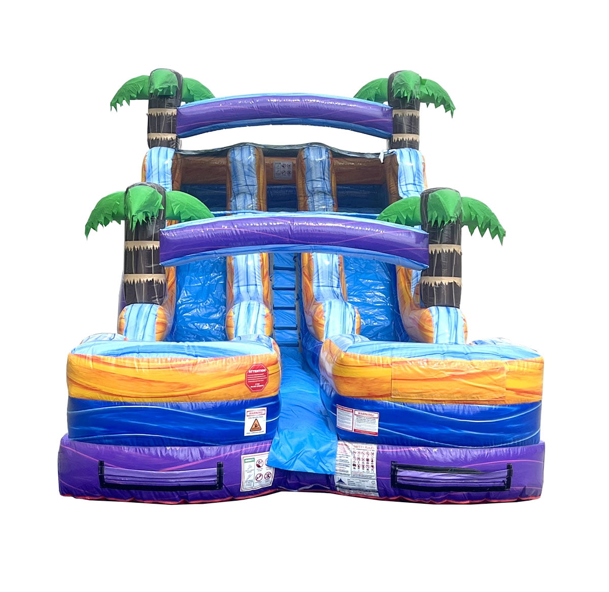 TentandTable Commercial Inflatable Water Slide, Purple Tropical Marble Dual Lane with Blower, 15 ft