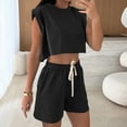 thumbnail image 3 of CHUMUD Two Piece Sets for Women Petite Summer Outfits Sleeveless Crew Neck Crop Tank Shorts Casual Set with Pockets, 3 of 8