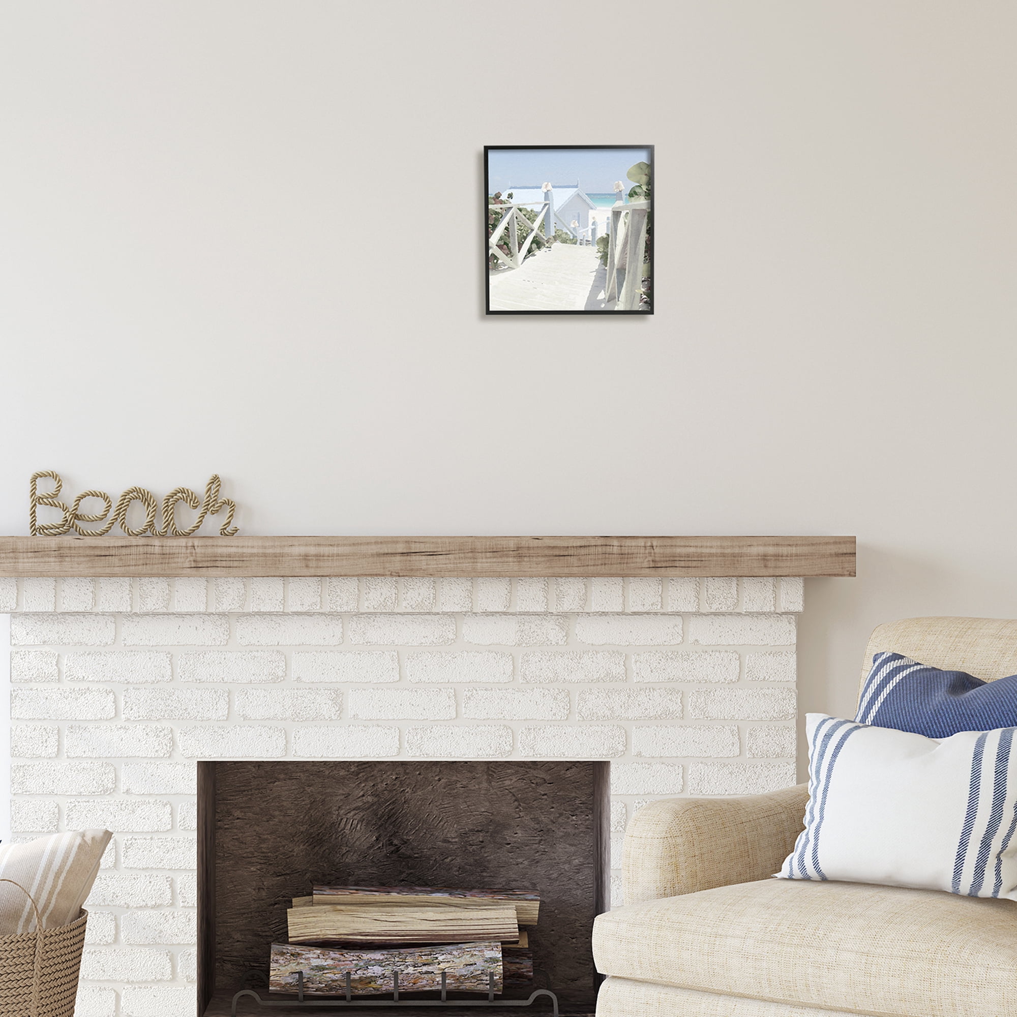 Stupell Industries Noon Shadows Beach Steps Nature Painting Black Framed Art Print Wall Art, 12 x 12