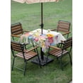 thumbnail image 4 of Outdoor Tablecloth with Umbrella Hole for Patio/Picnic/Party/Camping, Watercolor Floral Waterproof Table Cloth Square Cover Washable, Spring Tulip Sunflowers Butterfly (54"x 54"), 4 of 8