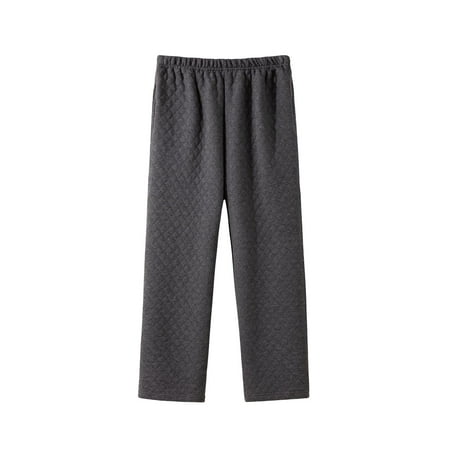 MOJOGO Base Layer for Couple Womens Warm Loungewear Pants Quilted High-Waisted Pajamas Pants for Cold Weather Dark Gray L