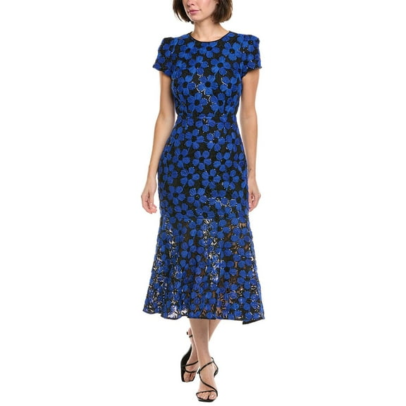 Milly womens  Tahlia Rose Tulle Lace Midi Dress, 6, Blue