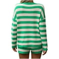 thumbnail image 4 of Scyoekwg Womens 2 Piece Outfits Stripe Fall Outfits Fashion Crewneck Long Sleeve Tops Shorts Athletic Set Casual Loose Matching Sets (Green,S), 4 of 6