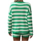 thumbnail image 3 of Conjunto de Ropa de Salón de las Mujeres de Punto a Rayas de Manga Larga Cuello Redondo Top + Pantalones, Tela Elástica Suave para el Hogar Y el Uso Diario, 3 of 6