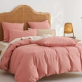 thumbnail image 5 of NAYOROOM 100% Organic Cotton Duvet Cover Queen Size, 3 Pieces Linen Look Cotton Renforce Duvet Cover,Peach Pink, 5 of 13