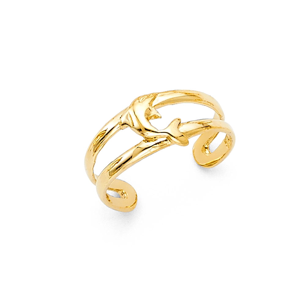 14K Yellow Gold Dolphin Toe Ring Jewels By Lux