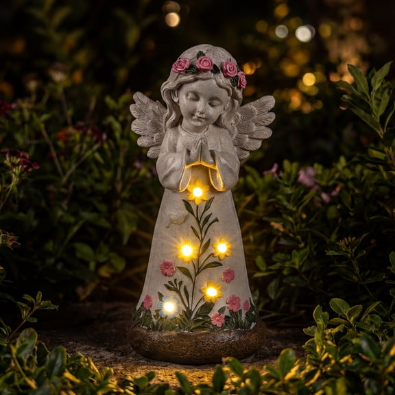 Solar Garden Angel Statue Decor for Yard Lawn Patio Outdoor, Unique Thanksgiving Anniversary Housewarming Decoration Gifts for Mom Grandma Women