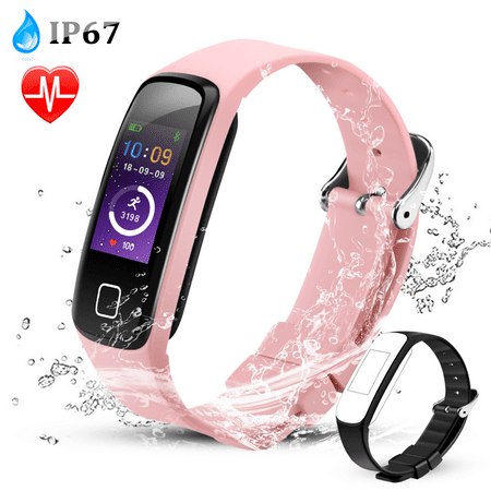 AGPTEK Fitness Tracker Watch, Color Screen Smart Wristband with Sport Band Heart Rate Sleep Monitor Pedometer, Rose (Best Wrist Sleep Tracker)