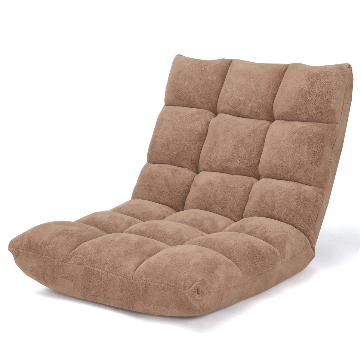 Topbuy Adjustable 14-Position Floor Chair ,Padded Gaming Chair Lazy Recliner Beige