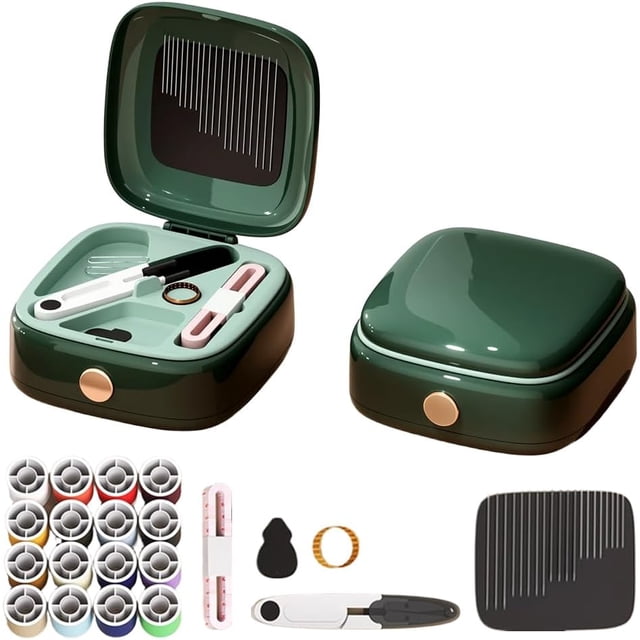 2026 New Magnetic Sewing Tool Kit Adults and Beginners, Big Eye Stainless Steel Sewing Needles Kit for Hand Sewing with Needle Threader and Seam Ripper (Green)