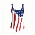 thumbnail image 3 of 4Th of July Bathing Suit for Women Crew Neck Sleeveless Casual Modest Swimwear Summer One Piece Swimsuits, 3 of 6