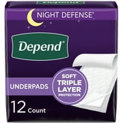Depend Underpads/Disposable Incontinence Bed Pads for Adults, Kids, and Pets, 12 Count