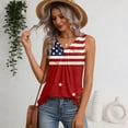 thumbnail image 4 of Iaqnaocc 4th Of July Tank Tops for Women Sleeveless Summer Loose Fit V-Neck Pleated Tank Tops Independence Day American Flag Stars Striped Festival Outfits Deep Red M, 4 of 6