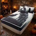 thumbnail image 3 of Erosebridal Spooky Jungle Wolf Zipper Queen Comforter Set with Fitted Sheet and 2 Pillowcases, Hippie Misty Raven Zipper Bedding Set for Boys Girls, Gray Black White, Black Reversible, 3 of 7