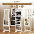 thumbnail image 6 of Costway LED Mirror Jewelry Cabinet with 20 LED Lights Full-Length Mirror Adjustable Angles White, 6 of 10