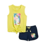 Wonder Nation Girls Graphic Tank Top and Shorts, 2-Piece Outfit Set, Sizes 4-18 & Plus