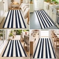 thumbnail image 4 of Hallway Runner Rug 2'x6', Khaki Navy Blue Striped Kitchen Runner Rugs Non-Slip Carpet Mats, Farmhouse Abstract Lines Art Bedside Rugs Runners Washable Floor Carpet for Bathroom Laundry Room, 4 of 8