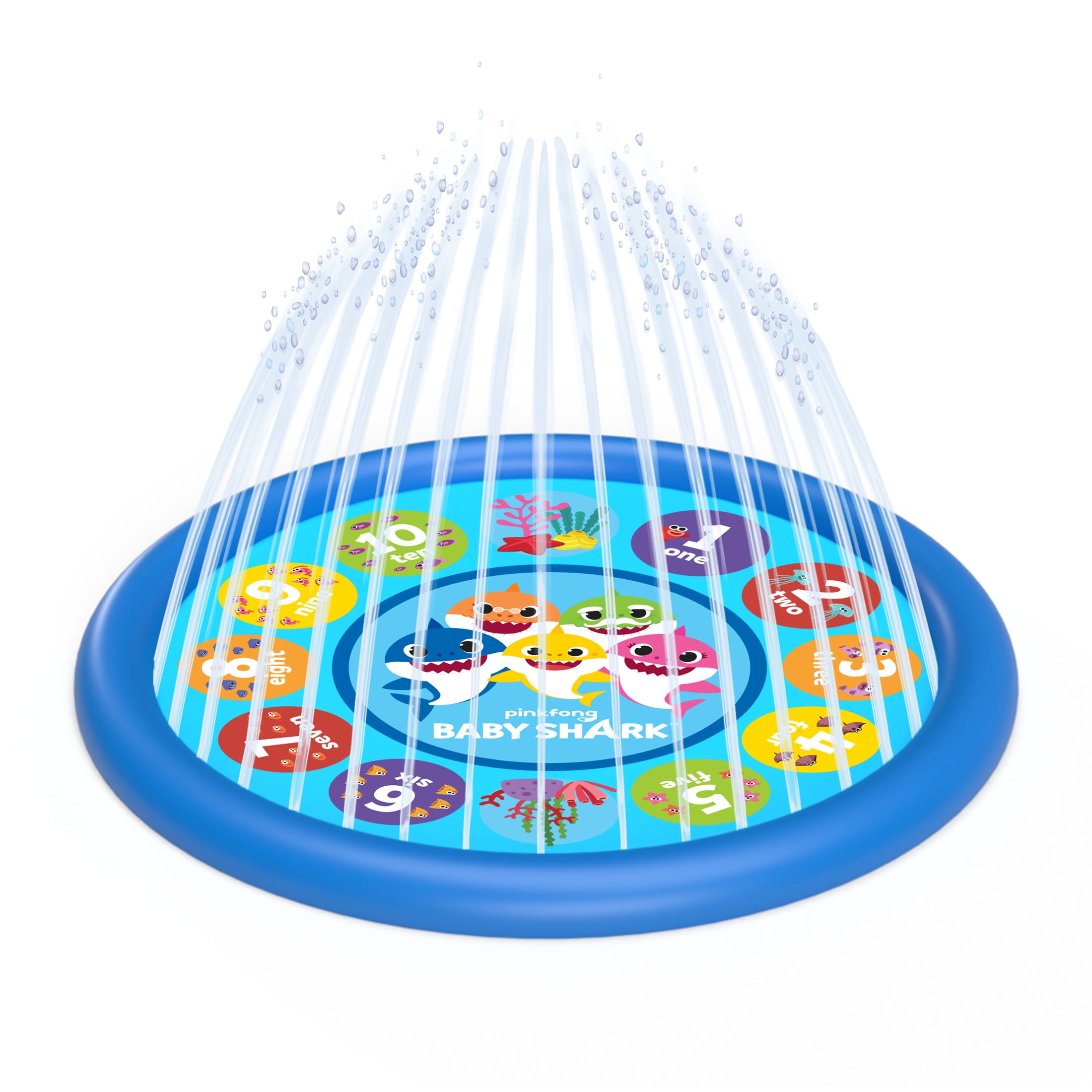 Pinkfong Baby Shark 70" Educational Splash Pad – Water Play Mat with Colors & Numbers for Kids Ages 2+