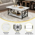 thumbnail image 4 of Coffee table, modern coffee table with storage shelf, marble coffee table for living room, center table, coffee table, white, 4 of 7