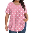 thumbnail image 1 of Hauts pour Femmes en Liquidation! Tunique Décontractée Grande Taille pour Femmes Manches Courtes Col Rond T-Shirts Ample Plissé Blouse d'Été, 1 of 5