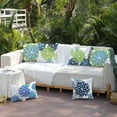 thumbnail image 3 of Green Blue Flower Pillow Covers 18x18 Inch Set of 4 White Blue Colored Throw Pillows Outdoor Waterproof Decor for Living Room Sofa Patio Funiture Garden Floral Linen Cushion Case 008B, 3 of 6