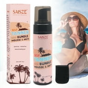 Saisze 7 fl.oz Self Tan Mousse Kit,Vegan-Friendly Self Tanner for Face and Body,Natural Looking Sunless Tan,Dye Free