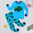 thumbnail image 4 of GobdXE Boys Pajamas Set Long Sleeve Truck Print 2 Piece Sleepwear Toddler Kids Cotton Top and Pants PJs Set Sky Blue,6-7 Years, 4 of 6