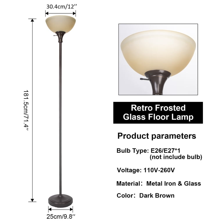HonoDing 72" Torchiere Floor Lamp, Frosted White Glass photo 7