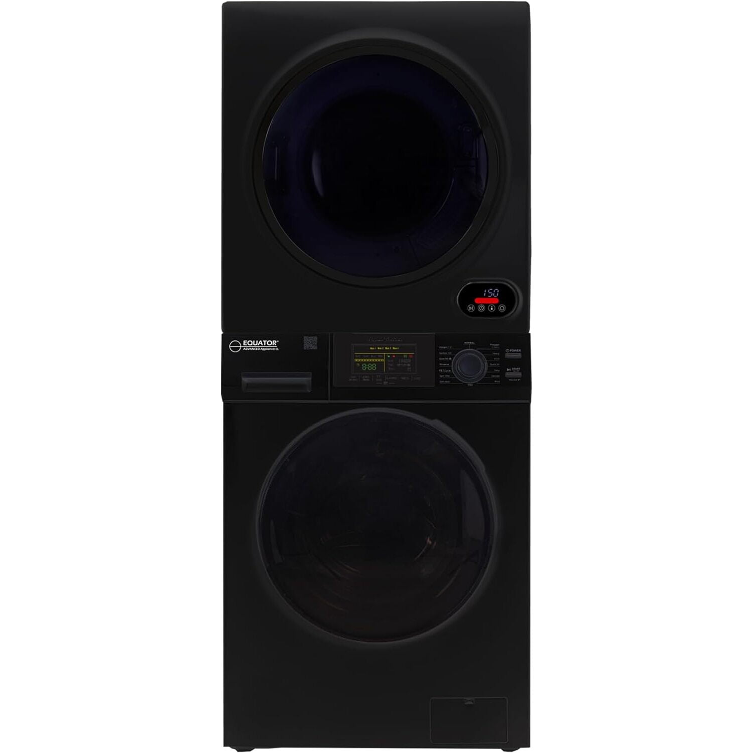 Equator 110V 1.6 cf Washer & 110V 3.5cf Vented Digital Sensor Dryer in Black