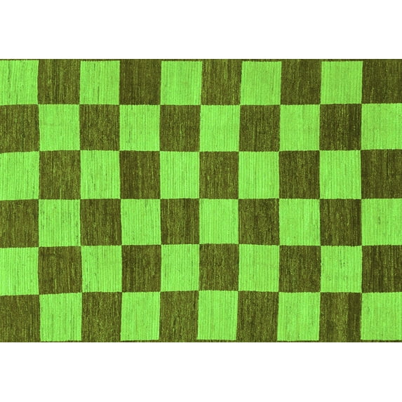 Ahgly Company Indoor Rectangle Checkered Green Modern Area Rugs, 7' x 9'