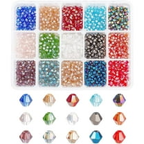 1500 Pcs 4mm Faceted Bicone Rondelle Glass Beads Briolette Crystal Czech Spacer Beads 15 AB Colors for Jewelry Making