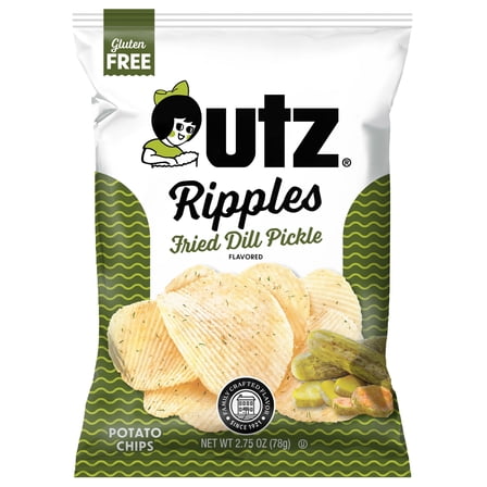 Utz Fried Dill Pickle Potato Chips, 2.75 oz Snack Bags, 14 Count Pack