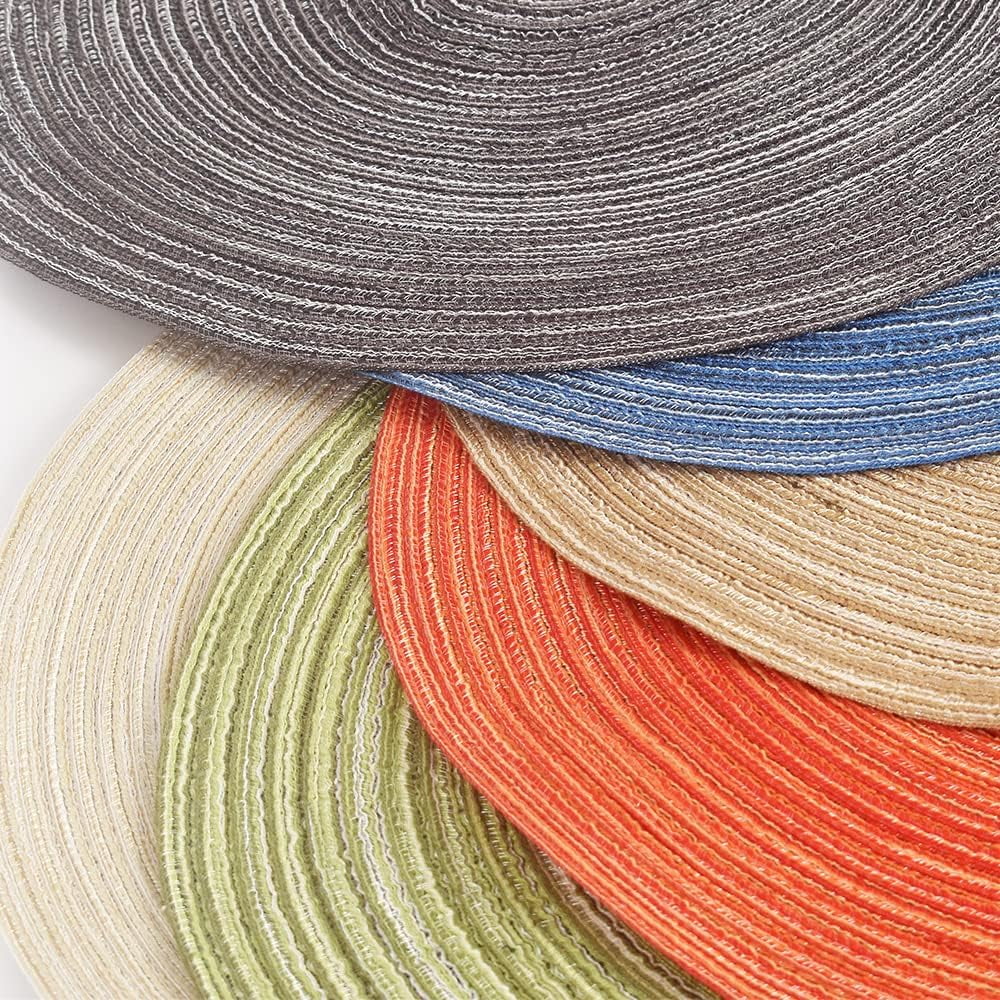Knubmt Set of 6 Round Placemats Woven Washable Table Mats Heat Resistant Non Slip Circle Place Mats for Dining Table